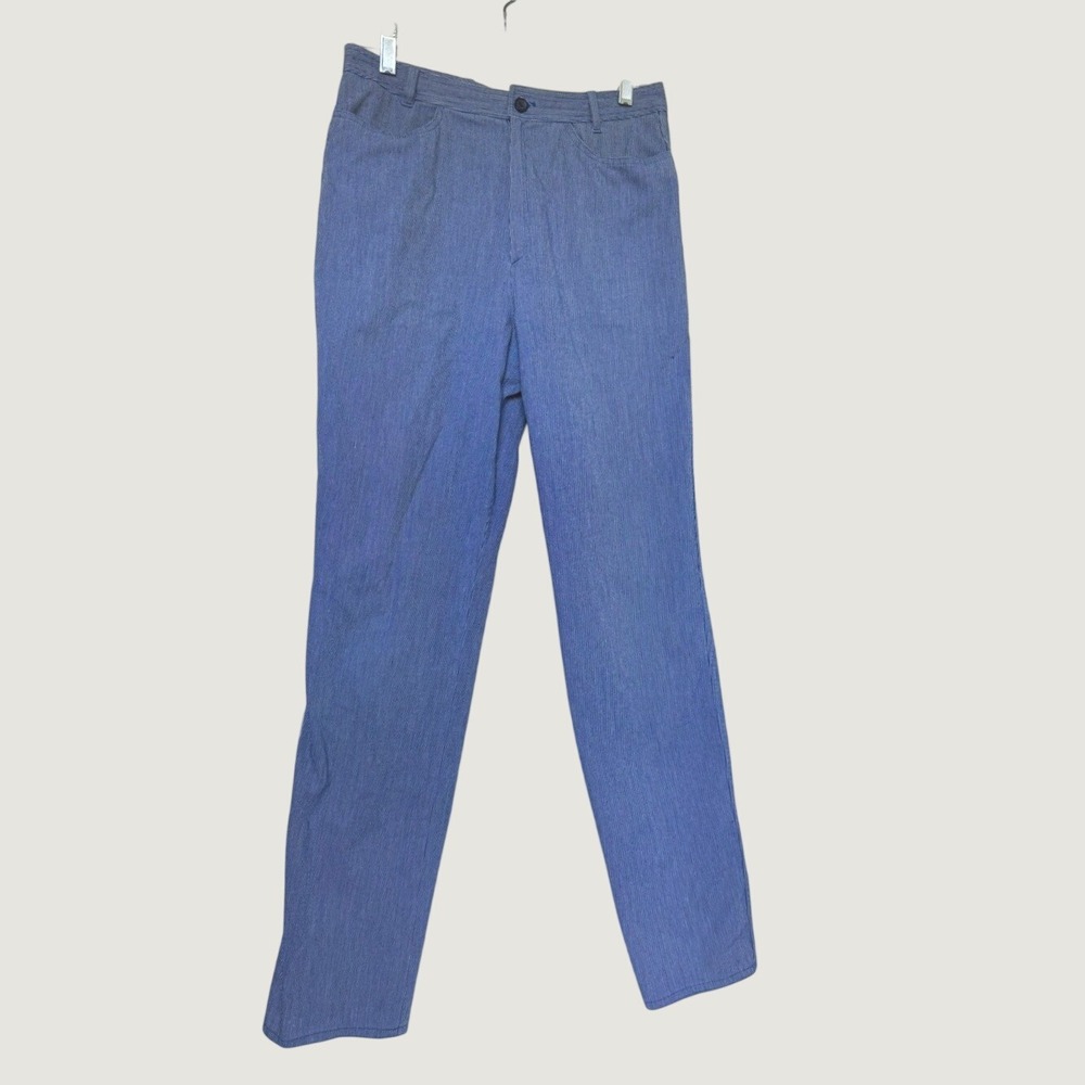 Vintage Paris Guy Laroche Blue Pin Stripe High Rise Pants France Designer 10